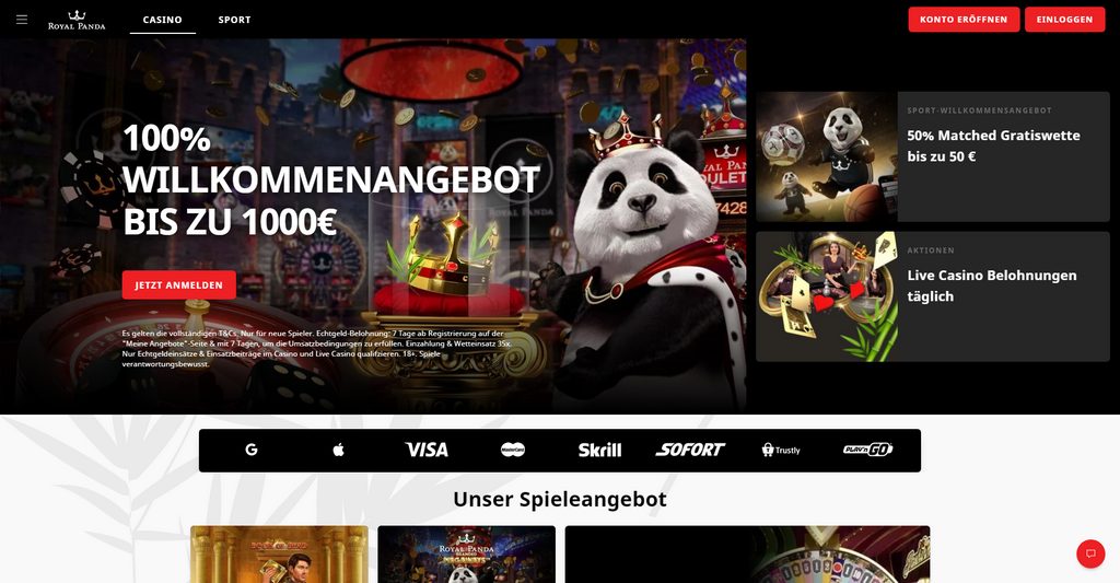 Royal Panda Casino-Startseite